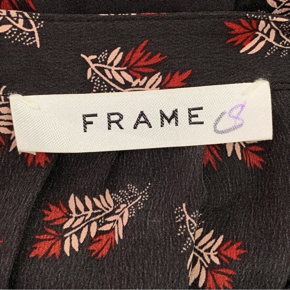 FRAME Women's Black Silk Long Sleeve Floral Button Down Blouse Size Small - Picture 8 of 8